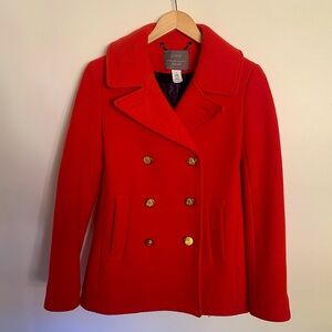 J. Crew Red Stadium Cloth Peacoat Size 0